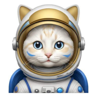 white cat gold Astronaut sticker