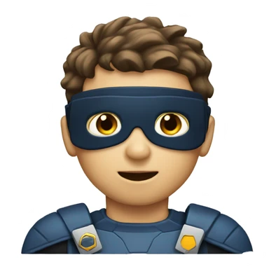 a boy that has a computer for a head and is wearing a superhero suit sticker
