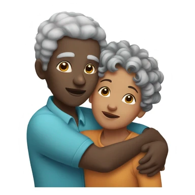 Elderly black woman with gray curly hair hugging a black boy with black hair sticker