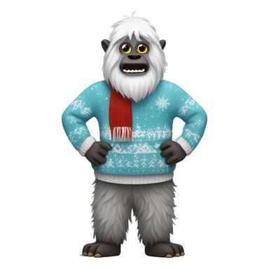 The full body of a yeti wearing a sweater that is Christmas themed  sticker