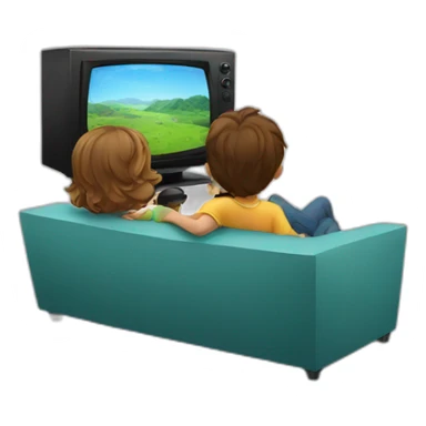 children are watching TV sticker