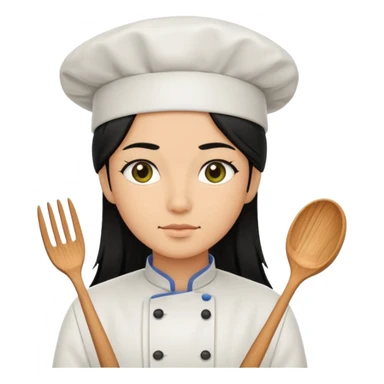 Chef pelinegra pelo largo y liso sticker