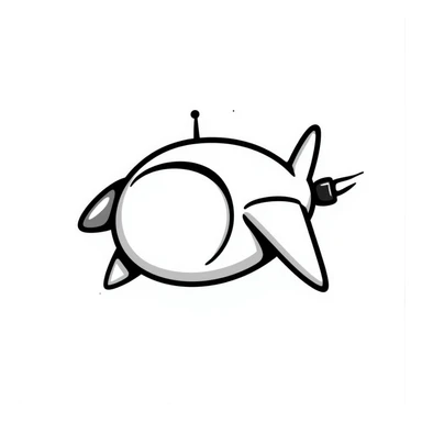 Hand-drawn spaceship with an oversized round middle section like a pregnant belly, small wings, and rocket engines sticker