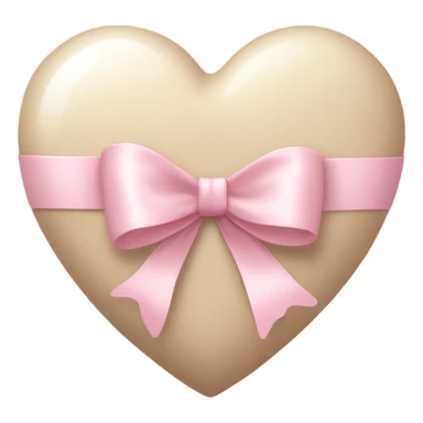 A light beige coloured heart with a light pink bow wrapping it sticker