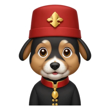black suited dog with fes hat sticker