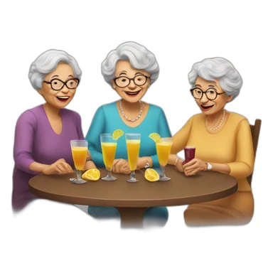 Three grandmothers drinks a glass of vine sticker