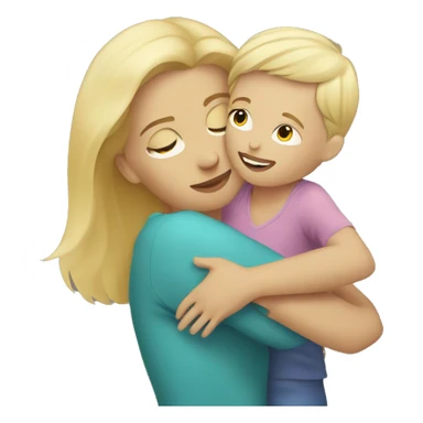 blonde woman hugging child sticker