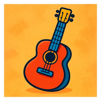 guitar, vibrant toon style sticker