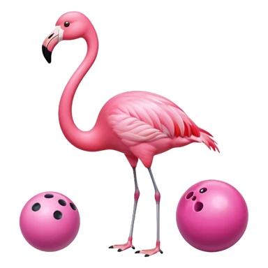 Flamingo playing bowling  sticker