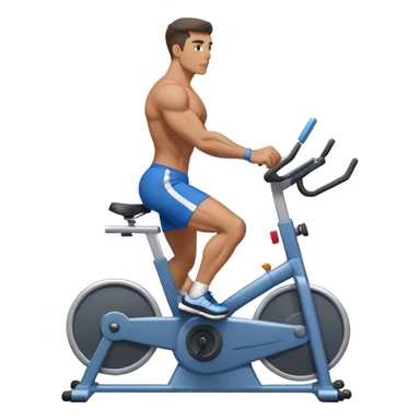 buff guy blue shorts grey stationary bike sticker