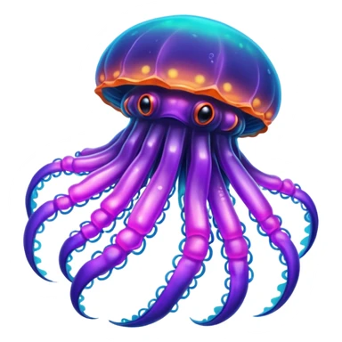 Neon glowing jellyfish-crab-squi sticker