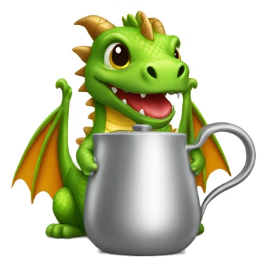Cute Dragon holds Coffeepot sticker