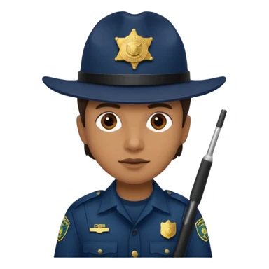 hazme un policia de fronteras con gorro azul oscuro pero sin porra sticker