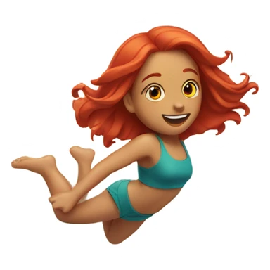 Girl flipping on beach with red hair sticker