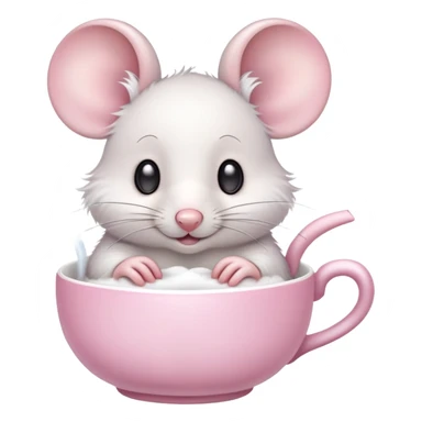 Cute cartoon mouse holding a teacup with steam rising sticker