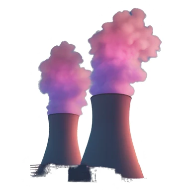 Cyberpunk nuclear power plant in sunrise sticker