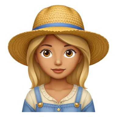 full body woman with straw hat sticker