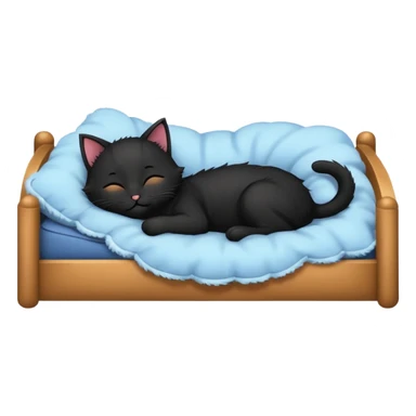 Black kitten sleeping in a bed sticker