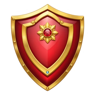 golden shield with ruby sticker
