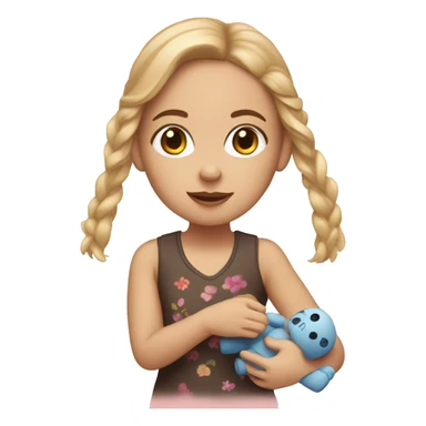 white girl playing with doll sticker