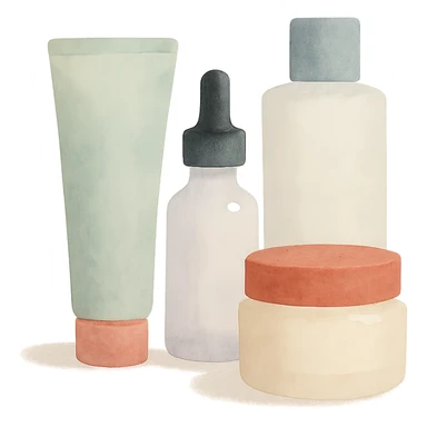 skincare products, soft, artistic sticker