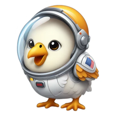 Plump chicken with astronaut outfit sticker