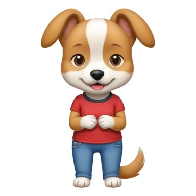 female dog upright casual clothes jeans t-shirt friendly expression sticker