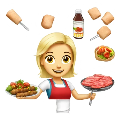 german blonde women selling kebap sticker