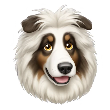 Fluffy big collie dog white and cream mad sticker