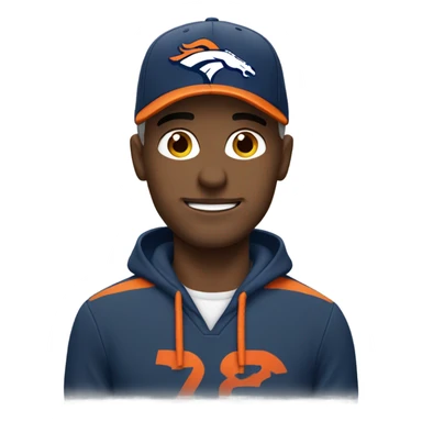 Caucasian man wearing broncos hat sticker