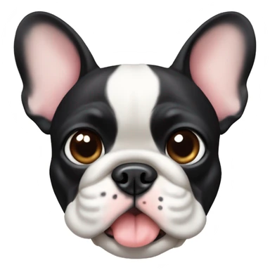 French bulldog with black body and ears and tan paws and belly with heart eyes sticker
