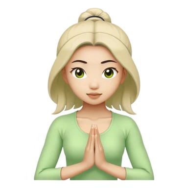 asian yoga girl light green clothes  sticker
