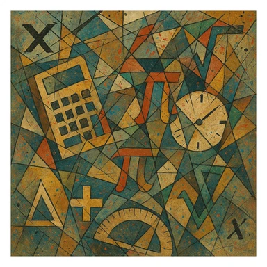 math symbols and objects in the style of Jackson Pollock abstract expressionism, with energetic paint splatters and dynamic lines sticker