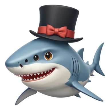 shark with a top hat, smiling sticker