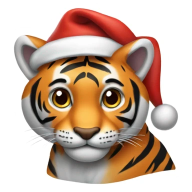 Friendly tiger with santa hat sticker