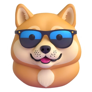 close-up of a Shiba Inu face wearing sunglasses sticker