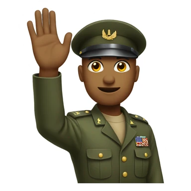 a military waving with straight arm sticker