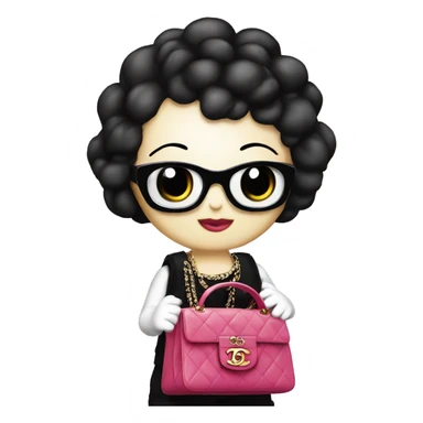 Hello Kitty with a black bag Timeless Chanel sticker