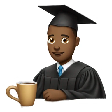 Guy wearing graduation cap drinking coffee sticker