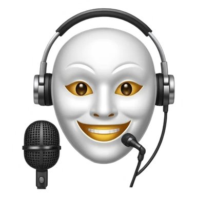 smiling mask with a microphone sticker