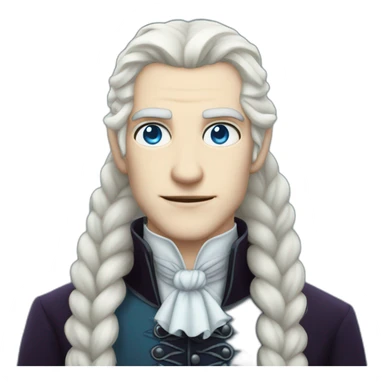 pale male victorian vampire with long white hair in a braid over his shoulder and light blue eyes sticker