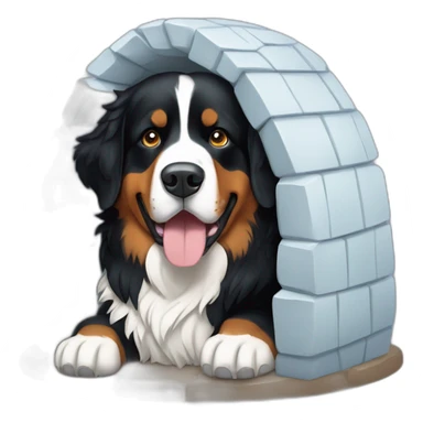 Bernese mountain dog in a igloo sticker