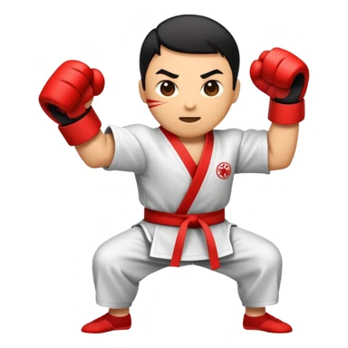An emblem-style emoji representing striking martial arts. The design features a powerful punch icon surrounded by dynamic lines, symbolizing speed and strength. A black and red color scheme highlights intensity, with a bold and clean font for the text 'Striking Arts'. Transparent background. sticker