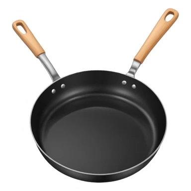 a black pan and spatula inside sticker