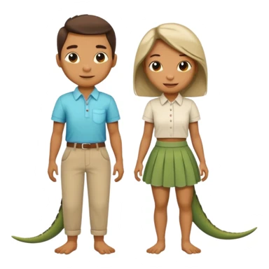 Romantic Lizard couple wear cute skirt and pants with shirt  sticker