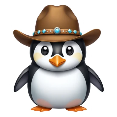 Penguin with cowboy hat sticker