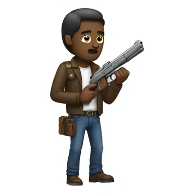 Man with gun sticker