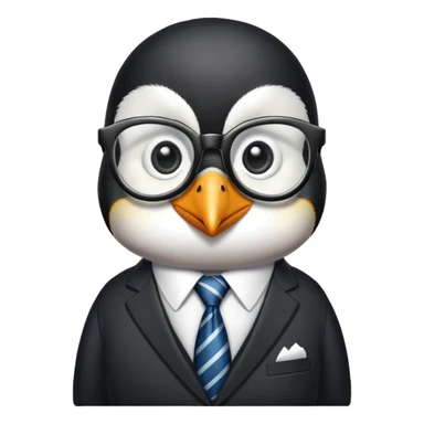 penguin school principal wearing glasses and a formal suit with tie sticker
