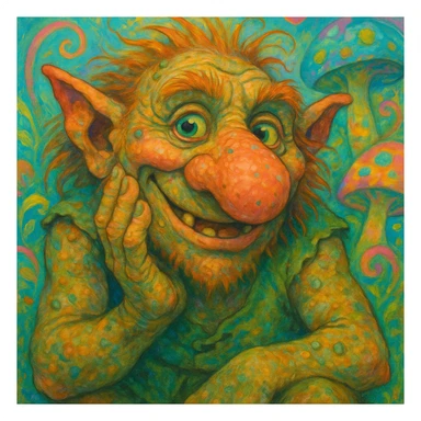 fantasy troll, big nose, warty skin, playful look sticker