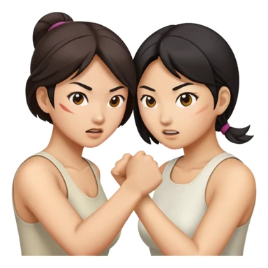 two asian street women fighting sticker
